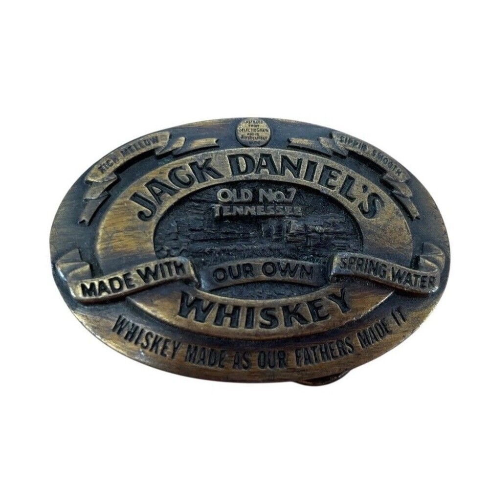 Jack Daniels Whisky Belt Buckle Lrroyo Grande Buckle Co 3.25" x 2.25" Vtg 1989